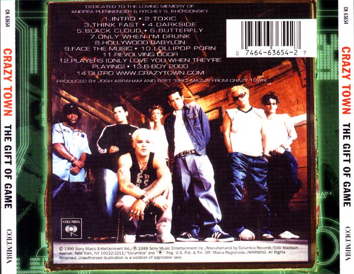 Crazy Town  The gift of game  back